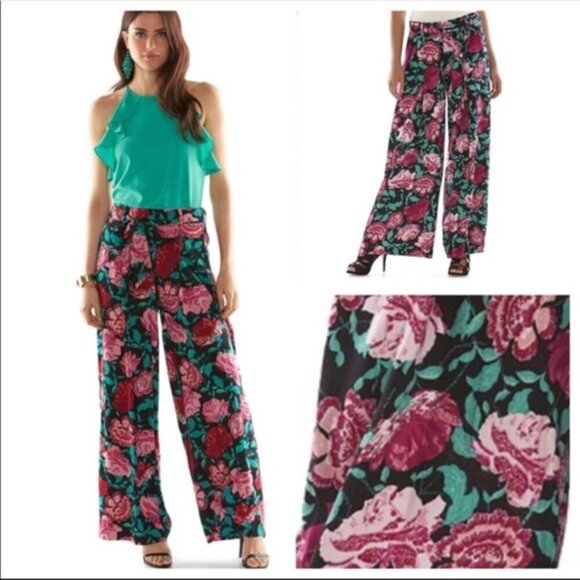 Elle Pants - ELLE Wide-Leg Floral Pants - Tropical Treasure